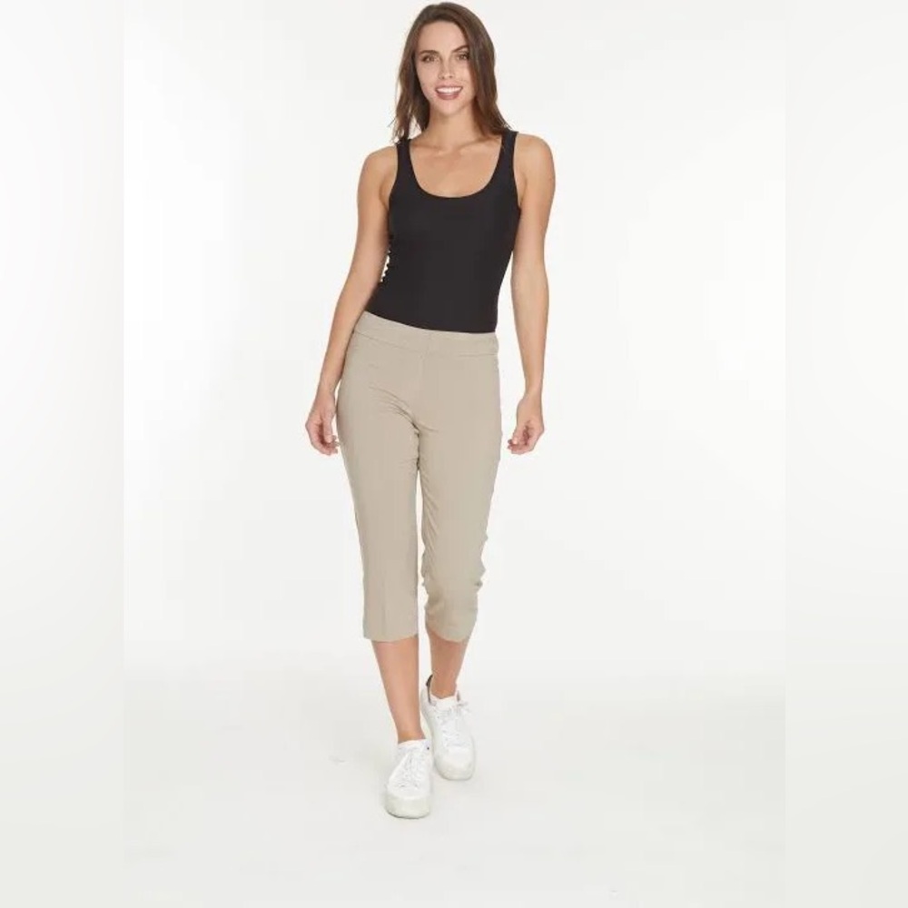 Women’s “Slim-sation by MULTIPLES” Slimming Khaki Capris - Picture 11 of 12